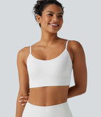 Ribbed Knit Low Support Built-in Bra Yoga Sports Bra — White — view 5