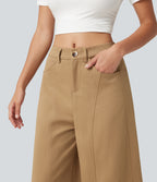 Mid Rise Casual Barrel Leg Trousers with Pockets — Boulder — view 5