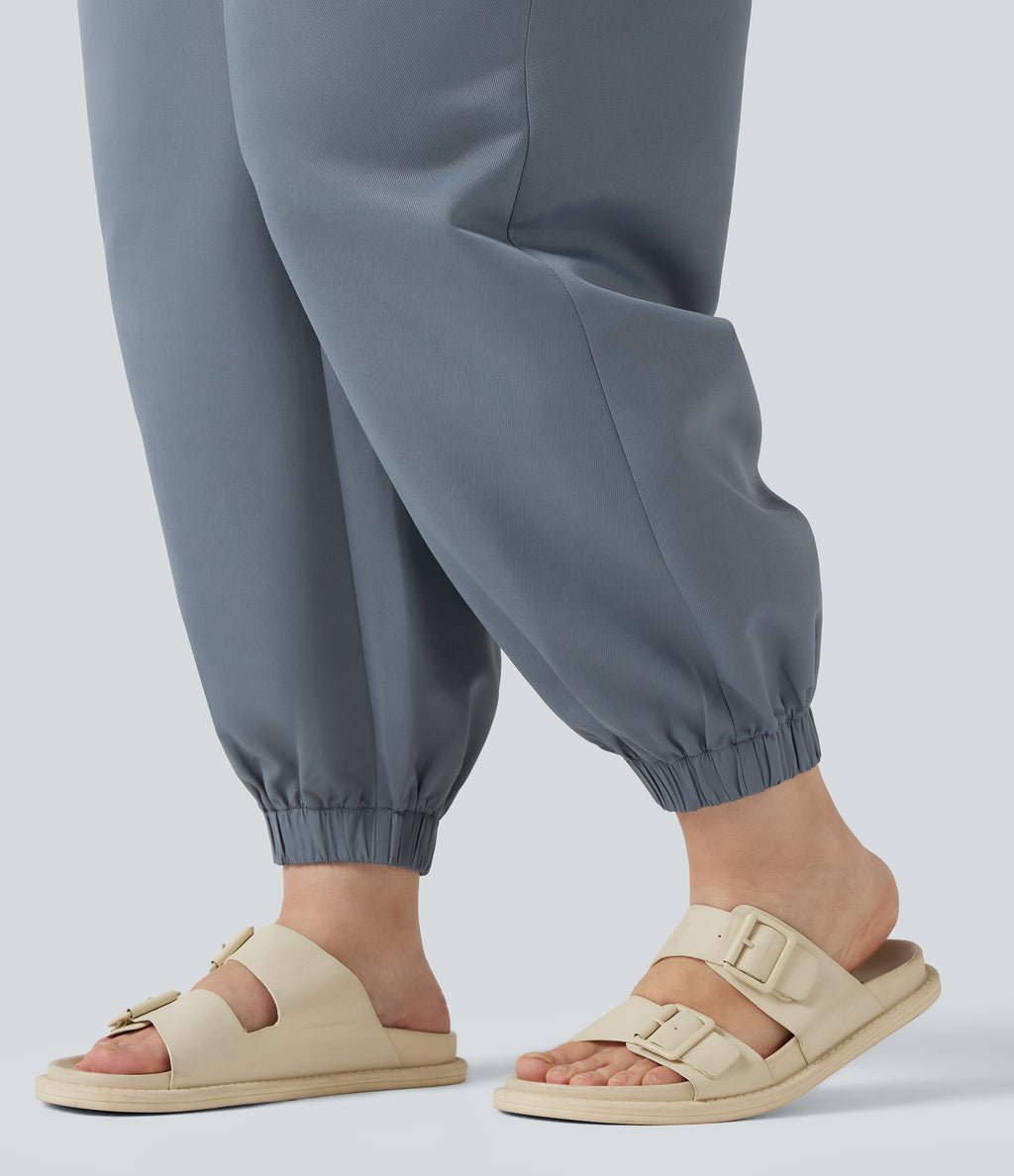 Plus Size Mid Rise Casual Joggers with Pockets — Ashley Blue — view 5