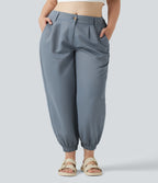 Plus Size Mid Rise Casual Joggers with Pockets — Ashley Blue — view 1