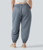 Plus Size Mid Rise Casual Joggers with Pockets — Ashley Blue — view 2