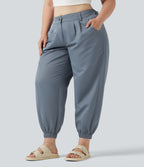 Plus Size Mid Rise Casual Joggers with Pockets — Ashley Blue — view 3