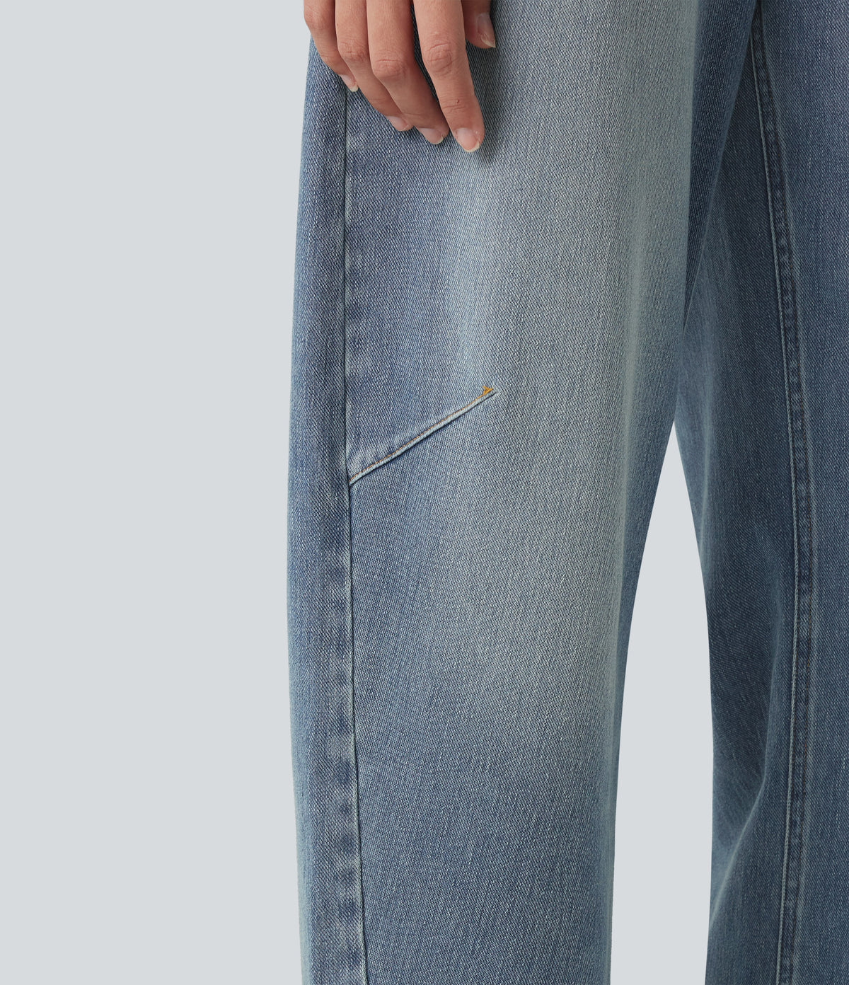 High-waisted Casual Barrel Leg Jeans with Pockets — Coronet Blue Denim — view 6