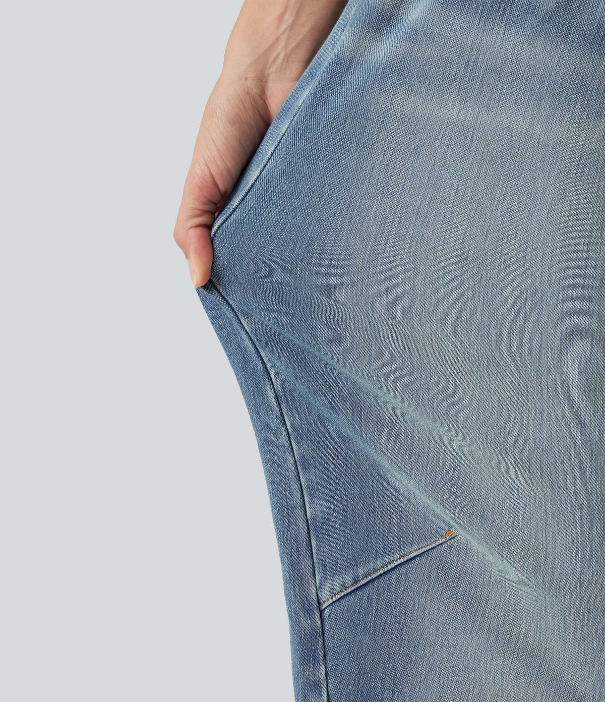 High-waisted Casual Barrel Leg Jeans with Pockets — Coronet Blue Denim — view 4
