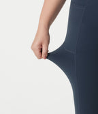 Plus Size High Waisted Scrunch Butt Lifting Tummy Control Shaping Yoga Flare Leggings with Pockets — Carbon — view 7