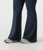 Plus Size High Waisted Scrunch Butt Lifting Tummy Control Shaping Yoga Flare Leggings with Pockets — Carbon — view 6