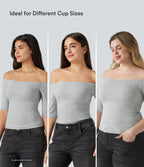 Cotton Jersey Off-Shoulder Removable Straps Half Sleeve Built-in Bra Casual T-Shirt B-DD Cups — Urban Mist — view 3
