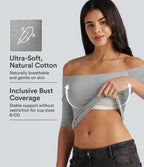 Cotton Jersey Off-Shoulder Removable Straps Half Sleeve Built-in Bra Casual T-Shirt B-DD Cups — Urban Mist — view 1