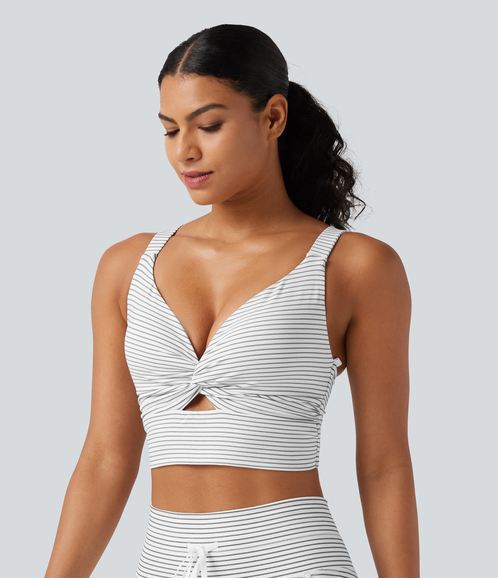 Low Support Non-Removable Pad Push-Up Stripe Yoga Sports Bra — Zebra Ripple — view 4