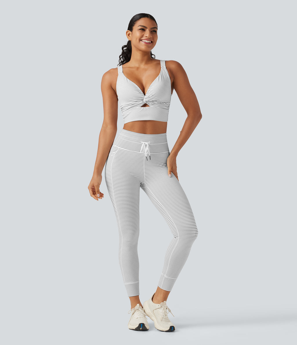 Low Support Non-Removable Pad Push-Up Stripe Yoga Sports Bra — Zebra Ripple — view 7