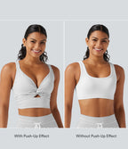 Low Support Non-Removable Pad Push-Up Stripe Yoga Sports Bra — Zebra Ripple — view 2