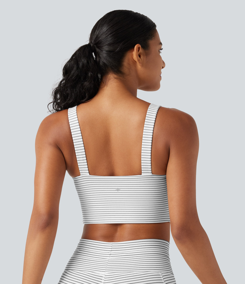 Low Support Non-Removable Pad Push-Up Stripe Yoga Sports Bra — Zebra Ripple — view 3
