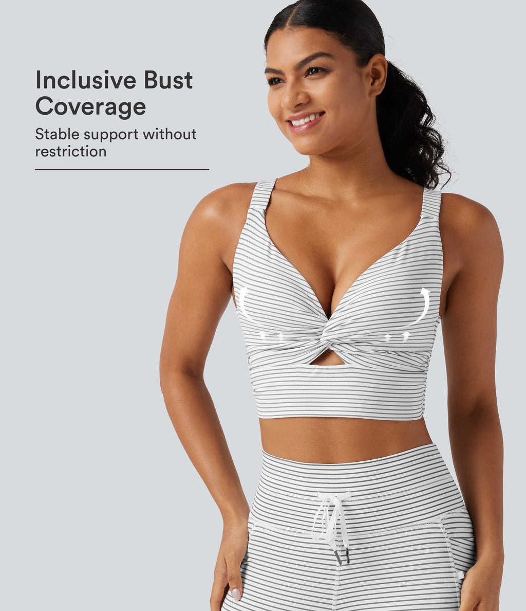 Low Support Non-Removable Pad Push-Up Stripe Yoga Sports Bra — Zebra Ripple — view 1