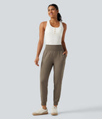High Waisted Tapered Work Joggers with Pockets — Dawn Brown — view 8