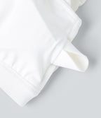 Halter Cowl Neck Built-in Bra Ruched Lace Casual Tank Top — White — view 3