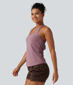 U Neck Built-in Bra Cool Touch Quick Dry Yoga Tank Top-UPF50+ — Nostalgia Rose — view 4