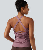 U Neck Built-in Bra Cool Touch Quick Dry Yoga Tank Top-UPF50+ — Nostalgia Rose — view 5