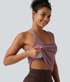 U Neck Built-in Bra Cool Touch Quick Dry Yoga Tank Top-UPF50+ — Nostalgia Rose — view 1