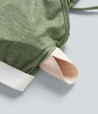 Built-In-Bra Ruched Wide Leg Heathered Casual Maternity Slip Jumpsuit with Pockets-Edition — Light Green Floral Yarn — view 7