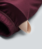 Ribbed Halter Cowl Neck Backless Built-in Bra Mini Casual Dress — Maroon Banner — view 8