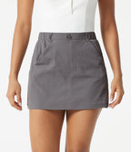 Mid Rise 2-in-1 Mini Golf Skirt with Pockets-Golf Tee — Steel Gray — view 3