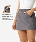 Mid Rise 2-in-1 Mini Golf Skirt with Pockets-Golf Tee — Steel Gray — view 1