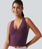 V Neck Built-in-Bra Yoga Tank Top — Italian Plum — view 5