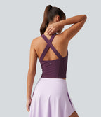V Neck Built-in-Bra Yoga Tank Top — Italian Plum — view 2