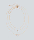 Heart-Shaped Letter Necklace Set — Gold — view 3