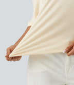 Ribbed Knit Off Shoulder Batwing Sleeve Casual Top — Eggnog — view 5