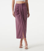 High Waisted Ruched Bodycon Midi Casual Skirt — Tulipwood — view 3