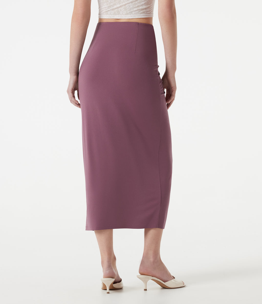 High Waisted Ruched Bodycon Midi Casual Skirt — Tulipwood — view 2