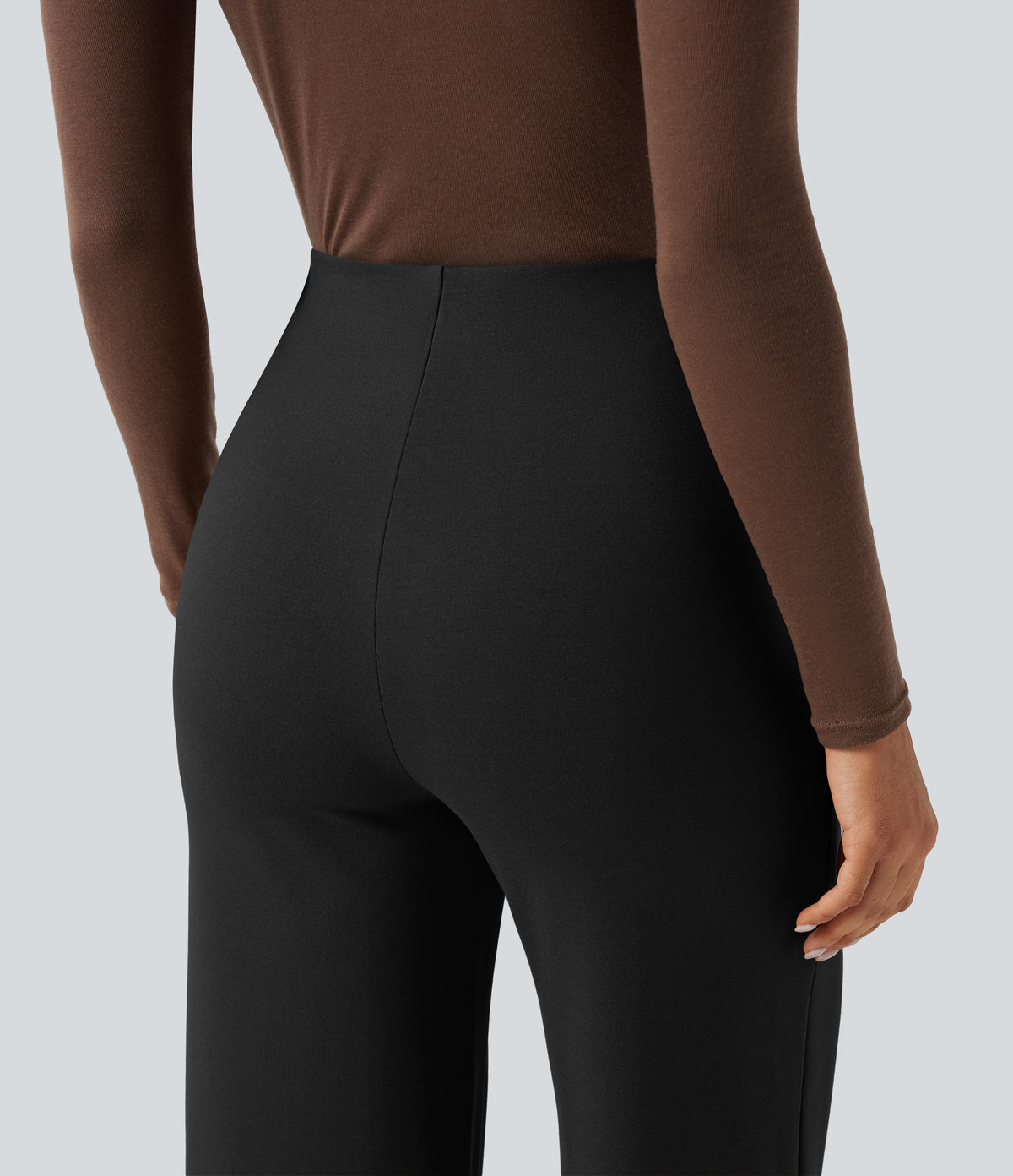 High Waisted Pintuck Wide Leg Work Trousers — Black — view 5