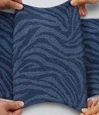 Mid Rise Casual Straight Leg Jeans with Pockets — Zebra Stripe - Medium Dark Blue — view 4