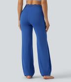 High Waisted Contrast Lace Dance Balloon Trousers with Pockets — Beaucoup Blue — view 2