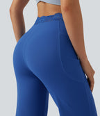 High Waisted Contrast Lace Dance Balloon Trousers with Pockets — Beaucoup Blue — view 5