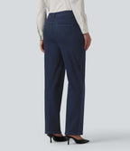 High Waisted Straight Leg Work Jeans with Pockets — Estate Blue Denim — view 2