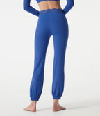 High Waisted Contrast Lace Dance Balloon Joggers with Pockets — Beaucoup Blue — view 2