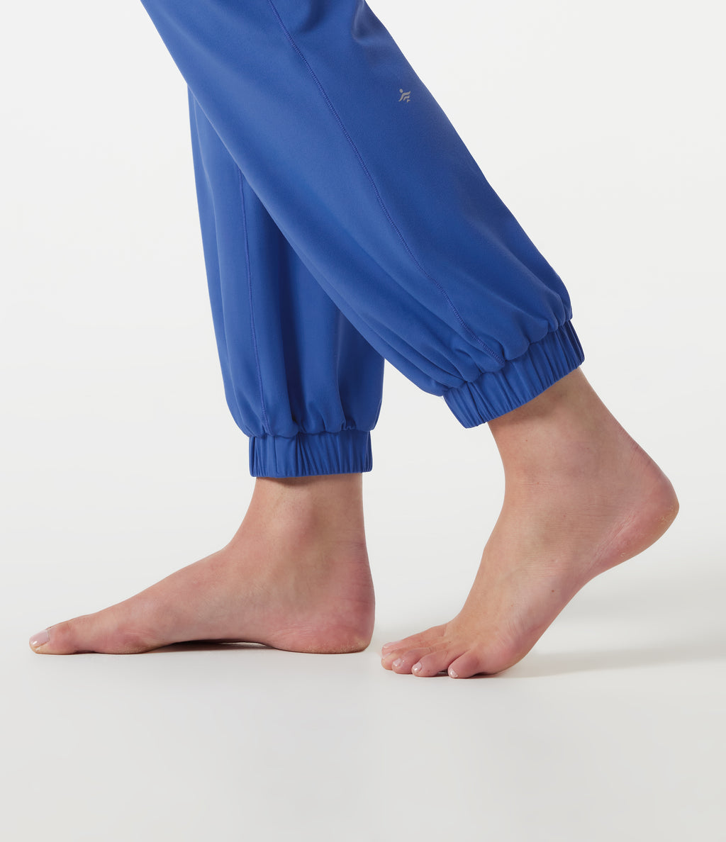 High Waisted Contrast Lace Dance Balloon Joggers with Pockets — Beaucoup Blue — view 7
