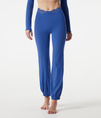 High Waisted Contrast Lace Dance Balloon Joggers with Pockets — Beaucoup Blue — view 3