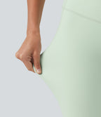 High Waisted Tummy Control Shaping Workout Leggings with Pockets — Dusty Aqua — view 6