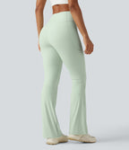 High Waisted Tummy Control Shaping Yoga Bootcut Leggings with Pockets — Dusty Aqua — view 7
