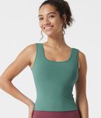 U Neck Built-in Bra Casual Tank Top — Azure — view 6