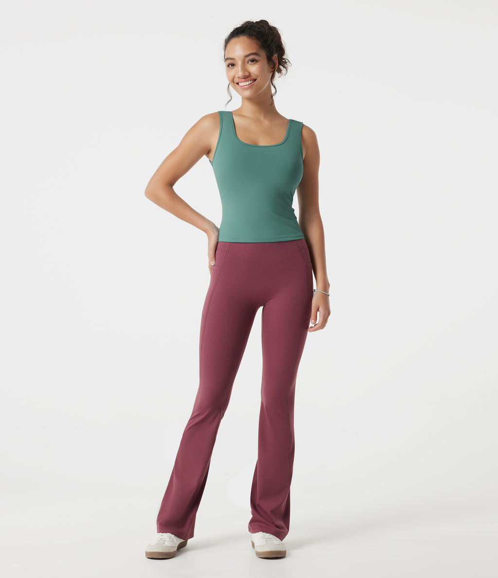 U Neck Built-in Bra Casual Tank Top — Azure — view 8