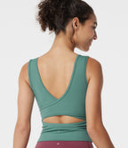 U Neck Built-in Bra Casual Tank Top — Azure — view 4