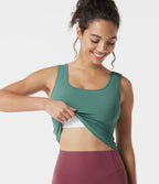 U Neck Built-in Bra Casual Tank Top — Azure — view 5