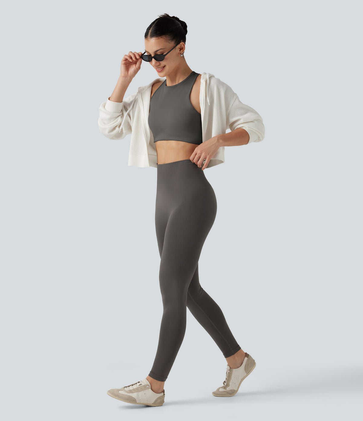 OneForm Seamless Flow High Waisted Skinny Casual Leggings — Dark Core — view 6