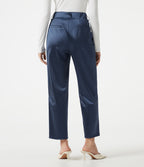 High Waisted Tapered Satin Work Trousers with Pockets — Oceana — view 3