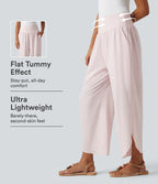 High Waisted Tummy Control 2-in-1 Split Hem Quick Dry Resort Trousers with Pockets — Primrose Pink — view 1