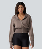 Hooded Raglan Long Sleeve Thumb Hole Casual Sweatshirt — Fungi — view 8